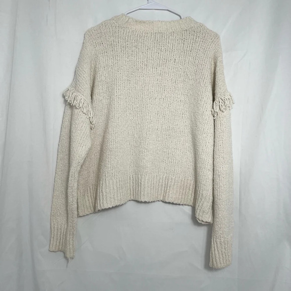 Madewell Montford Fringe‎ Pullover Sweater, Pearl Ivory, Size L, Women’s Cropped - Picture 5 of 11